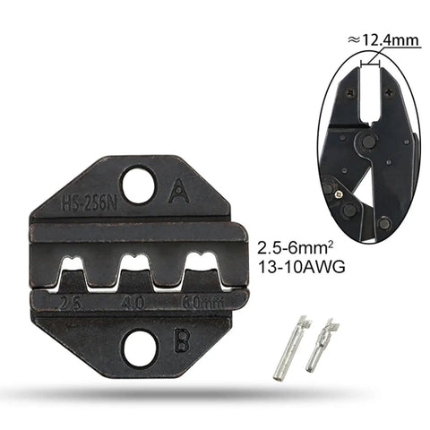 Top Shelf High Carbon Steel Crimping Pliers Jaw Replacement Kit Featuring Interchangeable Wire Dies For No Sweat Electrical Terminal Work And Reliable Hand Tool Grip HS 2546B, showing HS-256N crimping die, 12.4mm size.