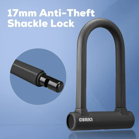 Beefed Up Bike Lock With 5 Foot Security Cable And 17mm U Lock Shackle For Electric Scooters Bicycles Ebikes And Motorcycles Mounting Bracket And Keys Lightweight Scratch Resistant Silicone Sleeve Keeps Your Frame Safe