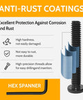 Top Shelf 1/4-20 X 1-1/4 Inch Flat Head Hex Socket Cap Screws, 304 Stainless Steel Black Oxide Finish, fully threaded with hex spanner.