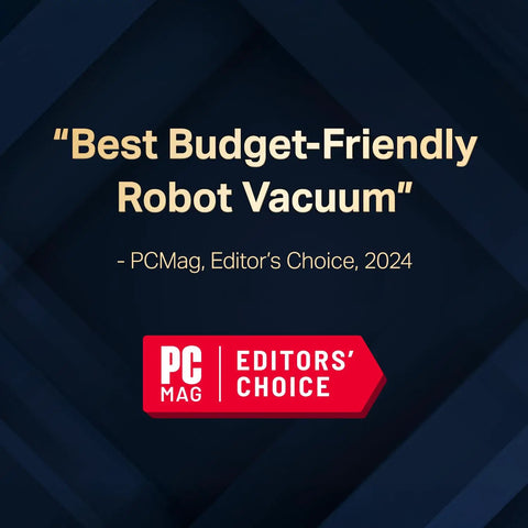 PCMag Editor's Choice 2024 badge for Best Budget-Friendly Robot Vacuum