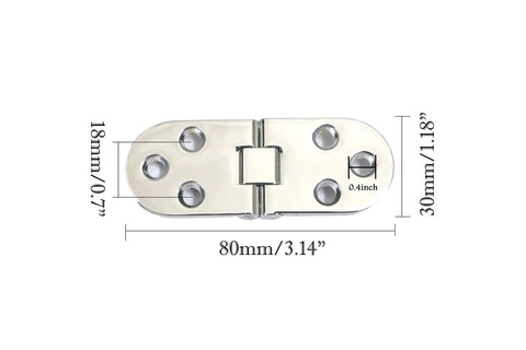 Six Pack Zinc Alloy Flap Hinges In Sleek Chrome Finish, dimensions 80mm x 30mm for drop leaf tops.
