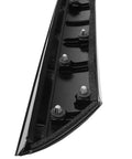 Black plastic windshield A-pillar trim molding with foam gasket and mounting clips