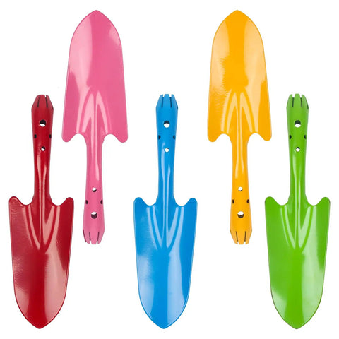 Colorful Mini Metal Hand Shovel And Trowel Set For Kids Five Pack Of Durable Garden Tools For Digging Planting Weeding And Transplanting
