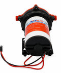 12V RV Water Pump 5.5 GPM 60 PSI Heavy Duty Diaphragm Pump showing wiring and connection points for easy installation.