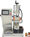 Dual Head Automatic Vacuum Capping Machine For Glass Jars Bottle Sealer with touch panel and foot switch, ideal for small manufacturers.