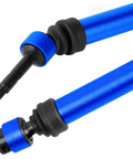 Close-up of navy blue stainless steel driveshaft from Rear Driveshaft CVD And Front Axle Upgrade Kit for Slash 2WD and Slash VXL 2WD.