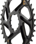 X Sync 12 Speed Chainring 36T DM 6mm Offset Gold For Eagle Drivetrain, side view showing teeth and offset design.