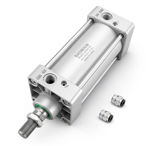 Pneumatic Air Cylinder 80 By 150 mm With 3.15 Inch Bore And 5.9 Inch Stroke Double Acting Single Rod M20X1.5 Threaded Rod Port Size Three Eighths Inch