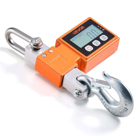 Digital Crane Scale 1100 Lbs 500 Kg Capacity With Cast Aluminum Case LCD Display Two Tenths Pound Resolution shown on side