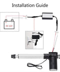 Installation guide diagram for Badass 6000N Linear Actuator Motor With 100mm Stroke and DC 12V power connection.