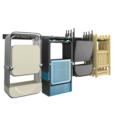 Heavy Duty Garage Tool Organizer Wall Mount With Four Hooks Dual Tool Racks Two Pack holding folded chairs and items