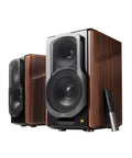 S2000MKIII High Fidelity Studio Monitor Speakers with coaxial tweeter and five point five inch woofers, walnut finish, side view.