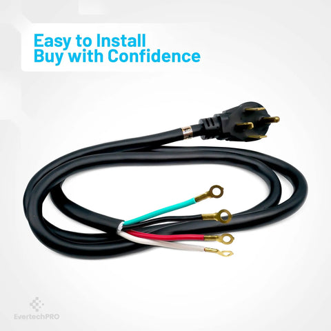 4 Prong 6Ft Dryer Power Cord For Freestanding Electric Dryers Universal Replacement 30A 250V With Strain Relief Fits 4 Prong Outlets