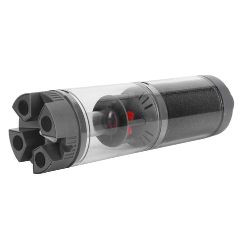 Ultra Quiet Submersible Aquarium Pump With Three Stage Filtration for fish tanks and ponds, transparent casing showing inner components.