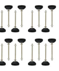 Rugged Adjustable Leveling Feet With Sliding And Rotating Base, Horizontal Mount Brackets For Workshop Gear, M20 And M24 Screw Threads, Flat Machine Pad, 16 Piece Set, Dead Solid Floor Support - black nylon and metal structure