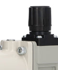 Close-up of a pneumatic booster valve that doubles your air pressure no power needed for factory lines 2x supercharging ratio.
