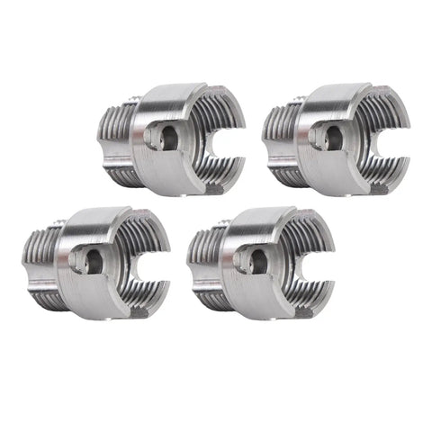 WALFRONT 4 Piece Pipe Threading Kit With Hex Shank High Hardness Alloy Steel Cutter And Threader For PVC PPR Pipes Electric Drill Compatible, showing four alloy steel pipe fittings.