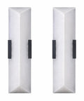 Tonabona 20" LED 18W 3000K Natural Alabaster Marble Farmhouse Bathroom 2 Pack Black Wall Sconce close-up view.