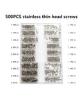 Mini Screw And Nut Repair Kit For Laptops Phones Glasses And Small Gadgets Assorted Tiny Screws And Matching Mini Nuts With Smooth Threads For Stable Install Compact Storage Box For Easy Sorting Ideal For Daily DIY Maintenance, 500pcs stainless steel screws