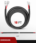 Badass Heavy Duty 2 Pack 16 Awg 10 Ft Wiring Harness Extension Kit For Led Work Light Bars And Pods Off Road Truck Rig Setup No Mess Easy Install Black, showing a rolled 10-foot wiring harness with connectors.