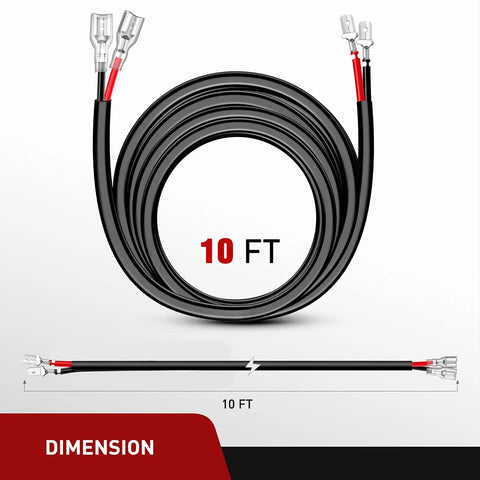 Badass Heavy Duty 2 Pack 16 Awg 10 Ft Wiring Harness Extension Kit For Led Work Light Bars And Pods Off Road Truck Rig Setup No Mess Easy Install Black, showing a rolled 10-foot wiring harness with connectors.