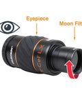 Moon Filter For 1.25 Inch Eyepieces Bumps Up Clarity And Cuts Glare For Lunar Viewing attached to black eyepiece