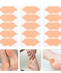 Self Adhesive Heel Protectors Soft Foam Cushion Pads For Shoes Wear Resistant Anti Blister Heel Grips Stick On Foot Care For Sore Heels And Ill Fitting Kicks Top Tier Protection, light brown pads on backing with application examples.