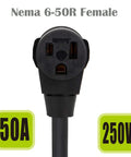 Beefy NEMA 10-30P To 6-50R Welder Adapter Cable 30 Amp Dryer Plug To 50 Amp Welding Receptacle 250V Power Converter