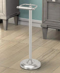 Pedestal Toilet Paper Holder In Satin Nickel Finish, Freestanding Bathroom Tissue Stand With Hand Polished Metalwork