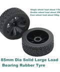 2 Pack 85mm Solid Rubber RC Wheel Tires With Beefy Load Bearing Grip And 6mm Bore Clamping Hex Shaft Couplings
