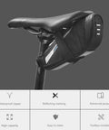 Ultralight Under Seat Bike Saddle Bag For Road Bikes Waterproof Pouch With 0.4 Liter Capacity Wedge Pack No Tools Needed For Install Velcro And Buckles Reflective Stripe For Night Rides attached under bike seat
