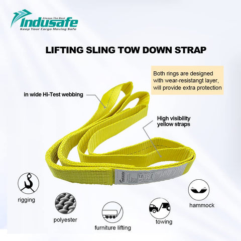 1 Inch By 3 Foot Rigging Straps Heavy Duty Lifting Sling With Twisted Eye Web Sling Tree Saver Recovery Strap 1600 Lb