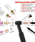 100 Piece TIG Welding Torch Kit With Glass Cup And Stubby Gas Lens assembly diagram for WP 17 18 26 Torches