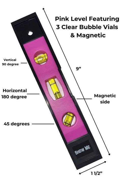 9 Inch Magnetic Torpedo Level In High Visibility Pink With Triple Bubble Tubes For Fast Horizontal Vertical And Forty Five Angle Checks Beast Mode Jobsite Gear For Handymen Who Want Laser Straight Results No Fuss Today