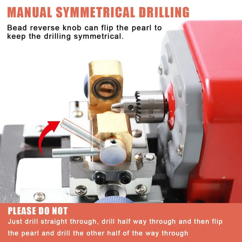 Manual symmetrical drilling feature of the 680W Professional Jewelry Drill Press and Pearl Hole Punching Machine.