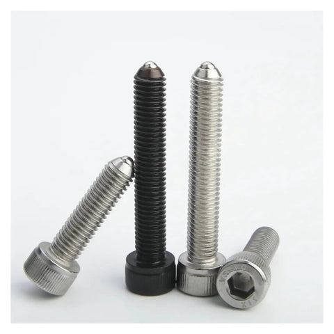 Badass Stainless Steel and Carbon Steel Ball Spring Plungers with Hex Socket Setscrews Dead Reliable Threaded Push Pins in various sizes.