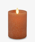 Seaglass Flameless Pillar Candle With Moving Flame, Unscented Real Wax, Recessed Edge, Timer, Battery Operated LED Lights