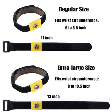 Anti Static Wrist Strap Kit With 11 Inch Grounding Wristband, Adjustable 6 To 8.5 Inch Wrist, comparison with extra-large size