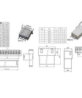 Technical diagram of XH 2.54mm 4 Pin Male and Female Connector Kit with 10cm 22 AWG Soft Silicone Wires dimensions and specifications