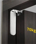 2 Piece Set Adjustable Swivel Zinc Alloy Hidden Door Hinges For Concealed Install in silver on a wooden door frame