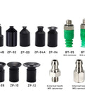 Durable Mini Pneumatic Nozzle Vacuum Suction Cup Manipulator Accessory, Film Type With Strong Grip Force For Tight Spaces And High Cycle Automation Tasks, M5 connector parts collection.