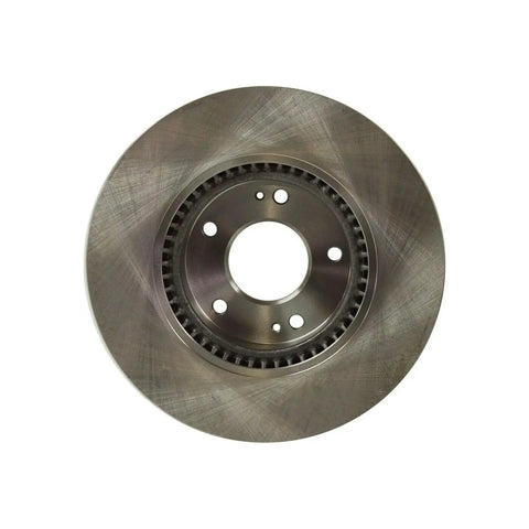 Front Solid Disc Brake Rotor Set 2 Pack Black Ecoated Finish Straight Fire Stopping Power Guaranteed Durability No Cap Reliability Easy Bolt On Fitment For Daily Drivers And Weekend Cruisers, top view of solid brake rotor.