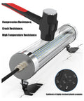 Built Tough LED Shop Light With Adjustable Bracket For Industrial Machines Or Workshop 25W Universal 110V To 220V Ultra Bright Utility Work Light Multi Angle Mount Long Lasting Tube Style Fixture with hammer demonstrating resistance