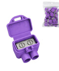 Heavy Duty Two Port Wire Connectors For Aluminum To Copper Rock Solid Screw Terminals Pre Loaded With Anti Oxidant Compound Foolproof Job For Home Repairs 20 Pack in purple packaging.