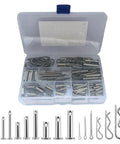 132Pcs 304 Stainless Steel Clevis Pins Cotter Pins R Clips Assortment Kit with 15 Sizes in clear box