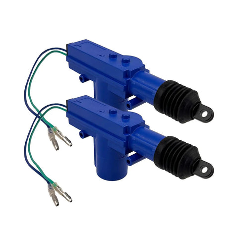Universal 12V Power Door Lock Actuator Kit 2 Wire High Output Motor Heavy Duty Durable Installation Pack for Most Vehicles, showing two blue actuators