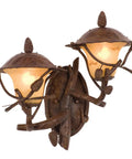 Slick Two Light Outdoor Wall Bracket Sconce Featuring Hand Painted Transitional Design For Patios Porches And Entryways That Looks Dope And Feels Super Sharp Now Weather Resistant, showcasing rustic design with pinecone accents.