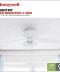Glen Alden 52 Inch Classic Flush Mount Indoor LED Ceiling Fan With Light And Pull Chain Quick 2 Hang in white ceiling