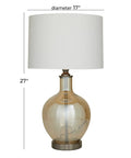 Glass Table Lamp With Drum Shade In Champagne Finish, 17 By 17 By 27 Inches, Traditional Accent Lighting For Living Room Or Bedroom