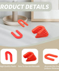 Red 50 Pack U Shaped Tile Spacers One Eighth Inch For Leveling, shown stacked on a surface, made of durable Plastic PP Gaskets for DIY tile install
